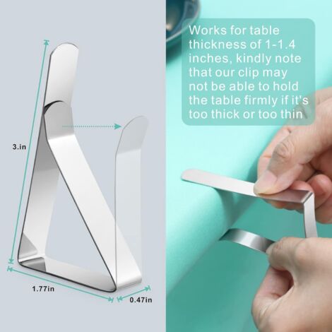 50 PièCes Carte Support de Table Clip en Acier Inoxydable Nappe Clips  Couverture en Tissu Pince