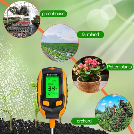 Vente Testeur de pH du sol numérique 4 en 1 Moniteur d'humidité Température  Testeur de lumière solaire pour le jardinage Plantes Agriculture avec  lumière noire - Banggood Français Mobile