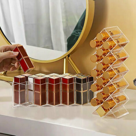 Organisateur De Rouge à Lèvres En Acrylique Transparent - 36 Compartiments, Rangement De Coiffeuse Pour Maquillage