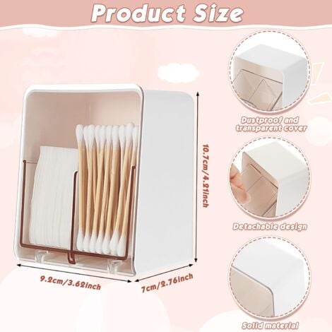 2pcs Coton-Tige Bocal Clair Organisateur boîte Coton tampons