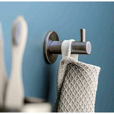 Ahlsen Crochets de salle de bain en acier domestique. Ensemble de 2 accessoires de salle de bain exclusifs haut de gamme en acier inoxydable brossé mat.