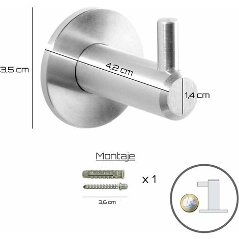 Ahlsen Crochets de salle de bain en acier domestique. Ensemble de 2 accessoires de salle de bain exclusifs haut de gamme en acier inoxydable brossé mat.