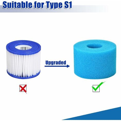 4 éponges filtrantes type S1, cartouche filtrante en mousse