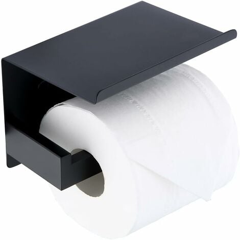 Porte-papier hygiénique noir mat, distributeur de lingettes jetables dans  les toilettes - Support mural en acier inoxydable - Grand