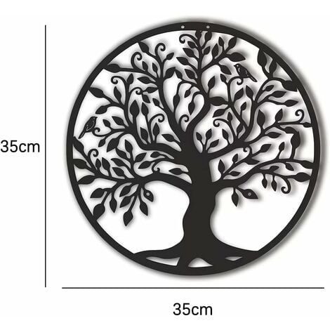 Ahlsen Art mural en métal, arbre de vie, logo de famille d'arbre en métal, décoration murale, décoration d'intérieur (35 x 35 cm)