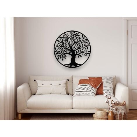 Ahlsen Art mural en métal, arbre de vie, logo de famille d'arbre en métal, décoration murale, décoration d'intérieur (35 x 35 cm)