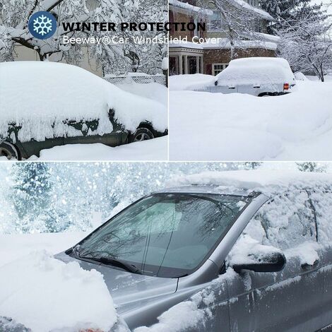 Ahlsen Housse de pare-brise de voiture, housse de protection extra épaisse pour pare-brise de voiture – Neige, gel, soleil, UV, anti-poussière – Convient pour voiture SUV toute l'année été/hiver.