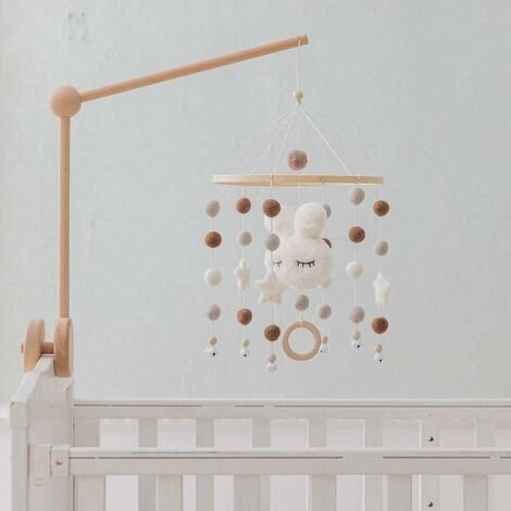 Téléphone bébé en bois avec boule en feutre à suspendre pour chambre  d'enfant, lapin, carillon