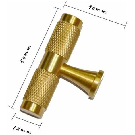 Ahlsen Bouton de Porte Placard en Laiton Massif de Forme T, Poignée de Meuble Universelle pour Tiroir / Placard de Cuisine / Porte - 50mm (2PCS)