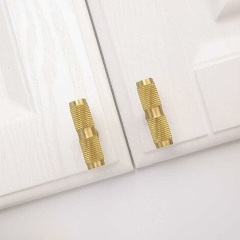 Ahlsen Bouton de Porte Placard en Laiton Massif de Forme T, Poignée de Meuble Universelle pour Tiroir / Placard de Cuisine / Porte - 50mm (2PCS)