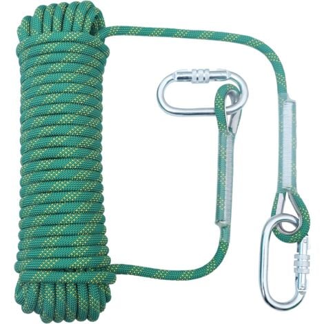 Ahlsen Corde d'escalade 10 mm - 32 pieds Corde de rappel haute résistance pour la randonnée, l'alpinisme, l'entraînement, le sauvetage, l'évacuation en cas d'incendie