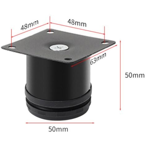 Ahlsen Lot de 4 Pieds de Meuble, 50mm Reglable Pied de Table Acier Inoxydable, Pied Meuble Salle de Bain Bureau Meuble Cuisine, ，noir