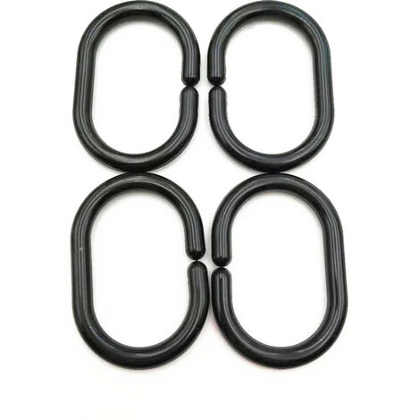 Noir  Paquet De 12 Anneaux De Rideau De Douche Coulissants En Plastique