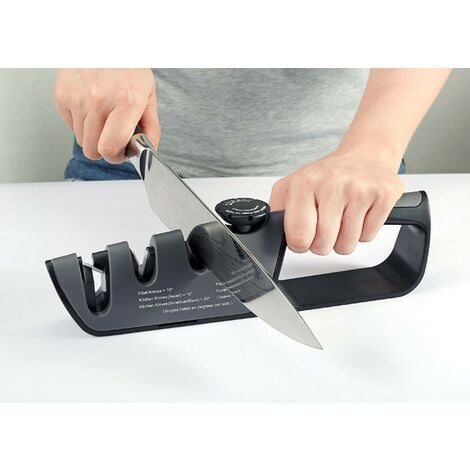 Aiguiseur Couteaux Professionnel à 3 Niveaux - Eguiseur de Couteau Japonais  avec Poignée à Angle Réglable