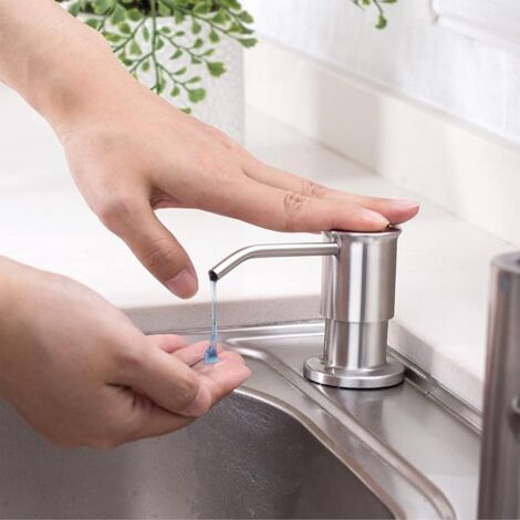 Ahlsen Umi Distributeur de Savon à Pompe intégré pour évier de Cuisine,Pompe en Acier Inoxydable