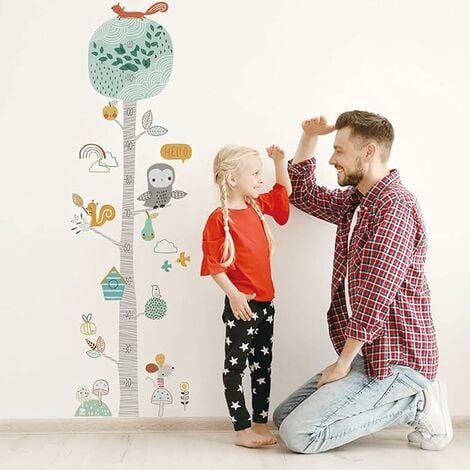 Stickers muraux BARRE DE MESURE ARBRE chambre enfant (39x133 cm) I  autocollants décoratifs toise de croissance