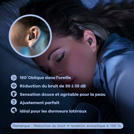 Bouchons d'Oreille pour Dormir, 1 Paires Protection Auditive en Silicone  Réutilisable Doux Ultra-Silencieuse pour