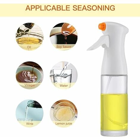 Spray Huile de Cuisine (230ML, Verre) Vaporisateur Huile d'olive,  Pulvérisateur Huile de Cuisson Alimentaire(Blanc)