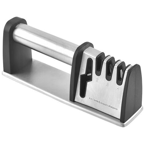 Aiguiseur Couteaux 4 en 1, Affûteur de Couteaux Professionnel Affutage  Couteaux,Ciseaux (Base Anti-dérapante)