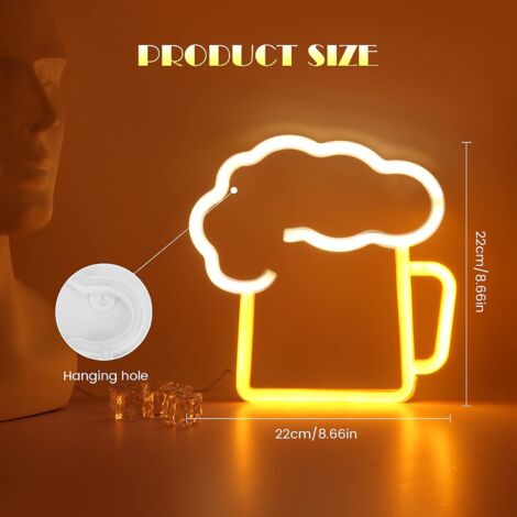Ahlsen Enseigne Lumineuse Bar, Néon LED Déco Bar, Décoration Neon Murale, Panneau Lumineux LED Neon, Néon Alimenté par USB ou Batterie