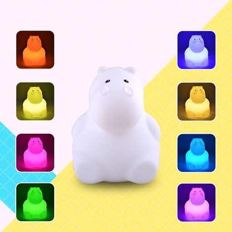 Ahlsen hippopotame Veilleuse Bebe Enfant Rechargeable, Veilleuse Bébé LED Portable Fille Adulte Garco