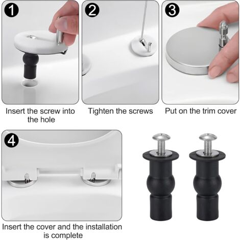 Fixation du siège de toilette Charnière du siège de toilette Fixation Vis  de siège de toilette pour sièges de toilette généraux 4 pièces Noir