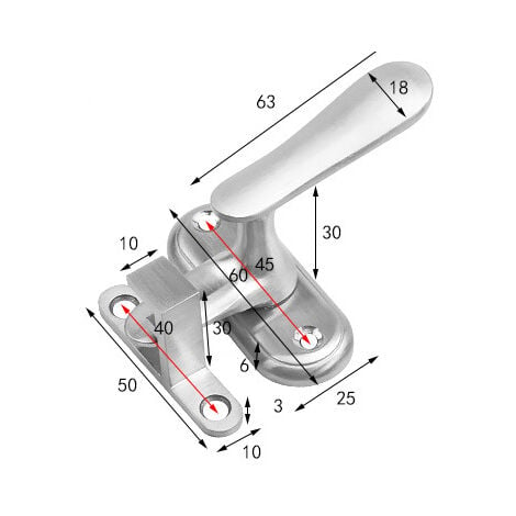 FUJIE Angle Droit Porte Fermoir Verrou de Porte en Acier