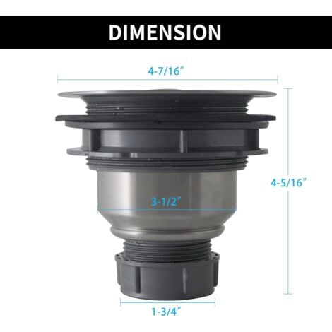 Ahlsen Kit de montage de bonde d'évier de cuisine avec panier de vidange d'évier de cuisine, bouchon d'évier et couvercle en acier inoxydable 304 3-1/2"