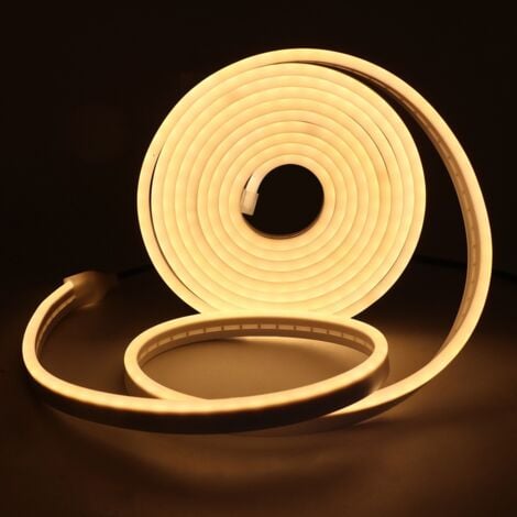 Neon Ruban Led 3m, 5V 3000K Blanc Chaud Bande Led, Flexible Étanche Découpable Silicone Bandeau Lumineuse Led pour Intérieur Décoration, Chambre, DIY Sign (USB)
