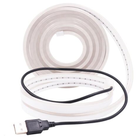 Neon Ruban Led 3m, 5V 3000K Blanc Chaud Bande Led, Flexible Étanche Découpable Silicone Bandeau Lumineuse Led pour Intérieur Décoration, Chambre, DIY Sign (USB)