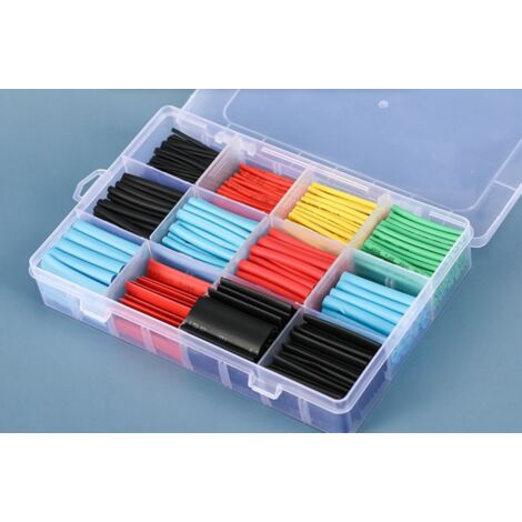 Wirefy Kit De Gaines Thermorétractables 190 Pièces – Rapport 4:1 Doublé Adhésif – Gaines Thermorétractables Adhésives Avec Colle – Noir Et Rouge – Kit De Tubes Thermorétractables, Assortiment De