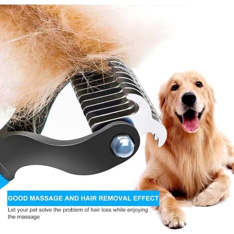 Ahlsen Brosse pour Chiens et Chats, dédéparage de Brosse de sous-Poil pour Chiens et Chats à Poils Moyens à Longs,Râteau pour Animaux de Compagnie, Peigne de Massage, Râteau pour Chiens