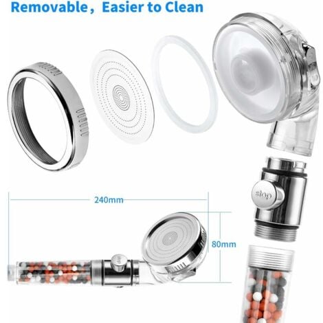 Ahlsen Pommeau Douche Haute Pression Pomme de Douche Anti Calcaire Filtrant，Douchette Économie d'Eau Universde Massage 3 Modes De Douche Convient à Salle De Bain