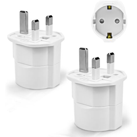 Ahlsen 【2 Pièces】 Adaptateur Prise Anglaise, Adaptateur de Voyage France vers UK, Adaptateur de Prise pour Irlande, Angleterre, Ecosse, Dubaï, Malte, Adaptateur Type G (Blanc)