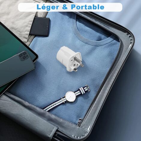 Ahlsen 【2 Pièces】 Adaptateur Prise Anglaise, Adaptateur de Voyage France vers UK, Adaptateur de Prise pour Irlande, Angleterre, Ecosse, Dubaï, Malte, Adaptateur Type G (Blanc)