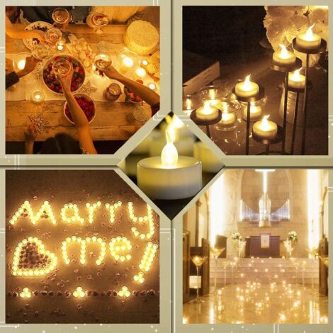 Ahlsen Lot de 50 Bougie LED à Piles avec Flamme Vacillante, Décoration pour Table Fête Party Anniversaire Mariage