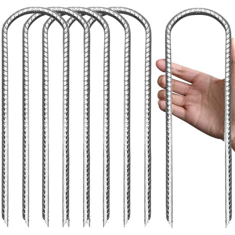 Piquets De Tente En Acier 30 Cm - Lot De 6, Forme En J, Pour Ancrage Tente, Trampoline, Auvent (Sol Dur) - 2