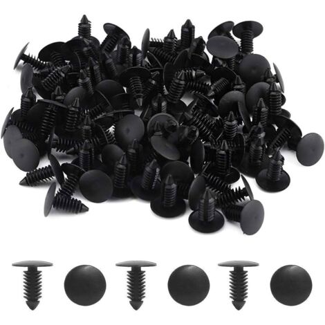 50 Clips De Fixation Plastique Pour Voiture – Pour Panneaux De Porte, Garnitures – Taille Universelle (Trou 9.5 Mm) – 22 Mm De Tête