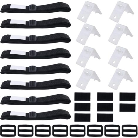 Kit Fixation Bâche Piscine Solaire - 6 Sangles Nylon 170 Cm Et Clips, Pour Piscines Creusées 3 à 7,3 M - Résistant Aux UV, Installation Facile