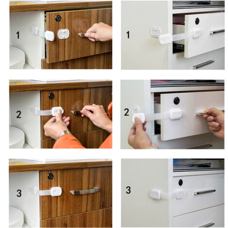 Lot De 3 Verrous À Bouton-Poussoir Pour Tiroir De Placard, Voiture