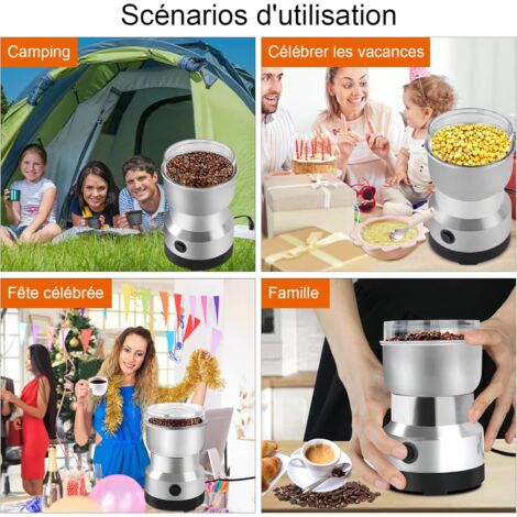 Moulin à Café électrique 300W - 4 Lames Inox - Broyeur Multifonction Pour Café, épices, Graines