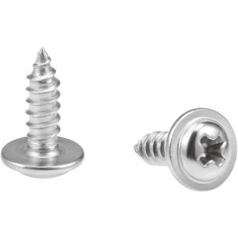 Drenky M3 x 30 mm Phillips Tête Pan avec rondelle autotaraudeuses, Vis à tête plate en acier inoxydable 304, 50 pièces
