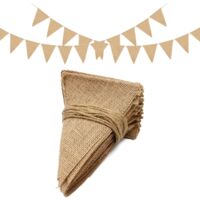 Guirlande Fanion Toile De Jute 3m - 13 Drapeaux Triangles 13x17cm - Décoration Mariage, Fête