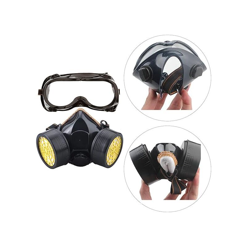 P100 Reusable Gas Mask With Goggles Full Face Respirator For