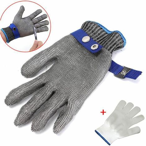 Cut protection glove for butchers - made of stainless steel - size L - gray (1/4)