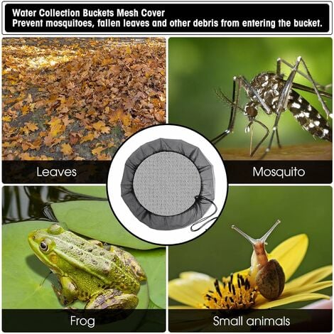 Piece of rain barrel net, rain barrel protection net with drawstring, adjustable rain net, protection against mosquitoes and leaves, 80 cm