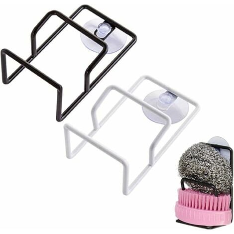 Pcs Kitchen Sponge Holder Suction Cup, Dishwashing Sponge Holder with Suction Cup Wall Mounted for Kitchen and Bathroom Sponge Holder, Soap, Dishwashing Brushes etc. (Black, White)