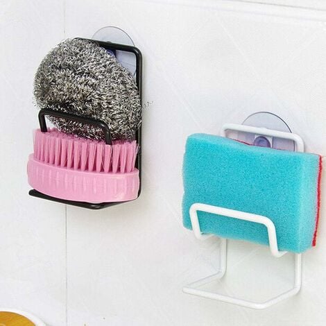Pcs Kitchen Sponge Holder Suction Cup, Dishwashing Sponge Holder with Suction Cup Wall Mounted for Kitchen and Bathroom Sponge Holder, Soap, Dishwashing Brushes etc. (Black, White)