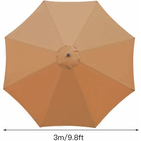 Parasol Replacement Cover 8 Ribs 3M Waterproof UV Resistant Replacement Fabric - Khaki