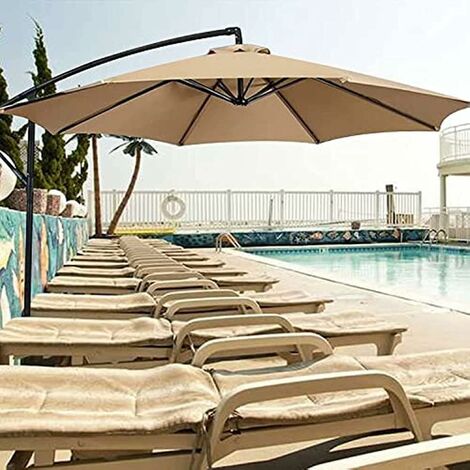 Parasol Replacement Cover 8 Ribs 3M Waterproof UV Resistant Replacement Fabric - Khaki